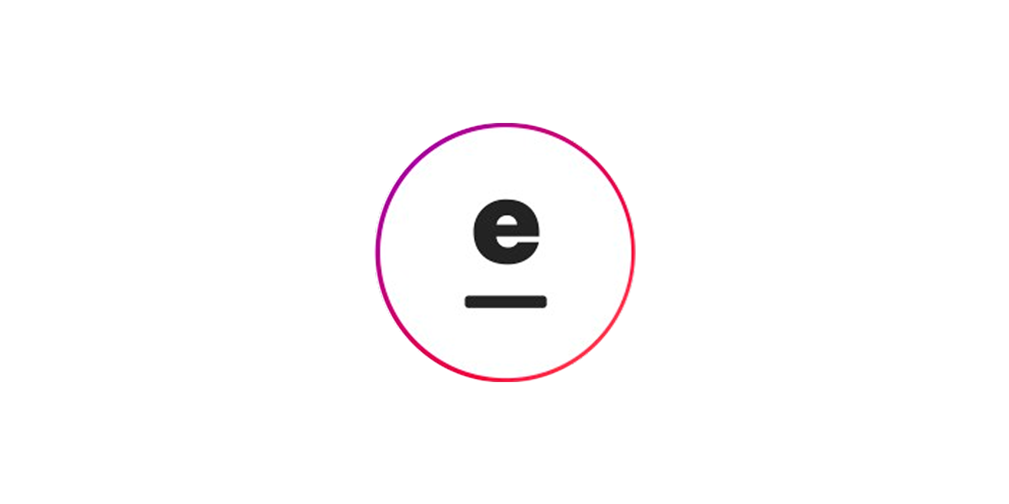 Elevation Marketing logo – Minimal black “e” with an underline inside a gradient pink-and-purple circle.