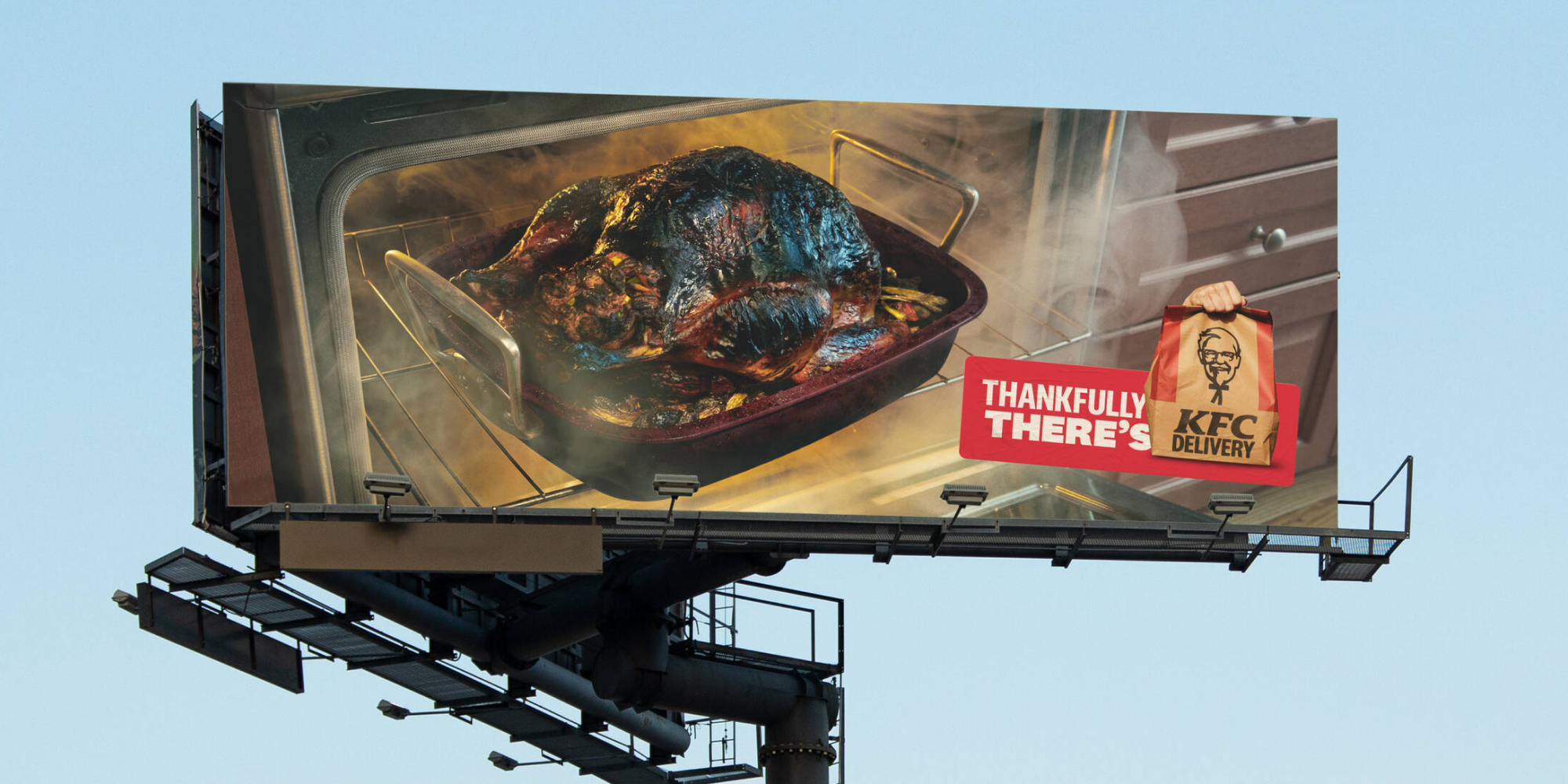 KFC Thanksgiving billboard turning a turkey fail into a humorous holiday ad