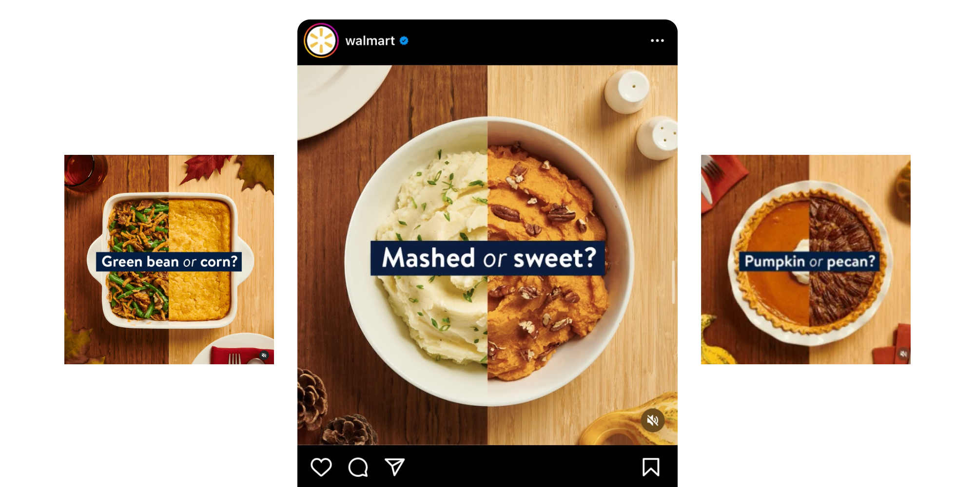 Walmart Thanksgiving social media poll comparing classic holiday dishes