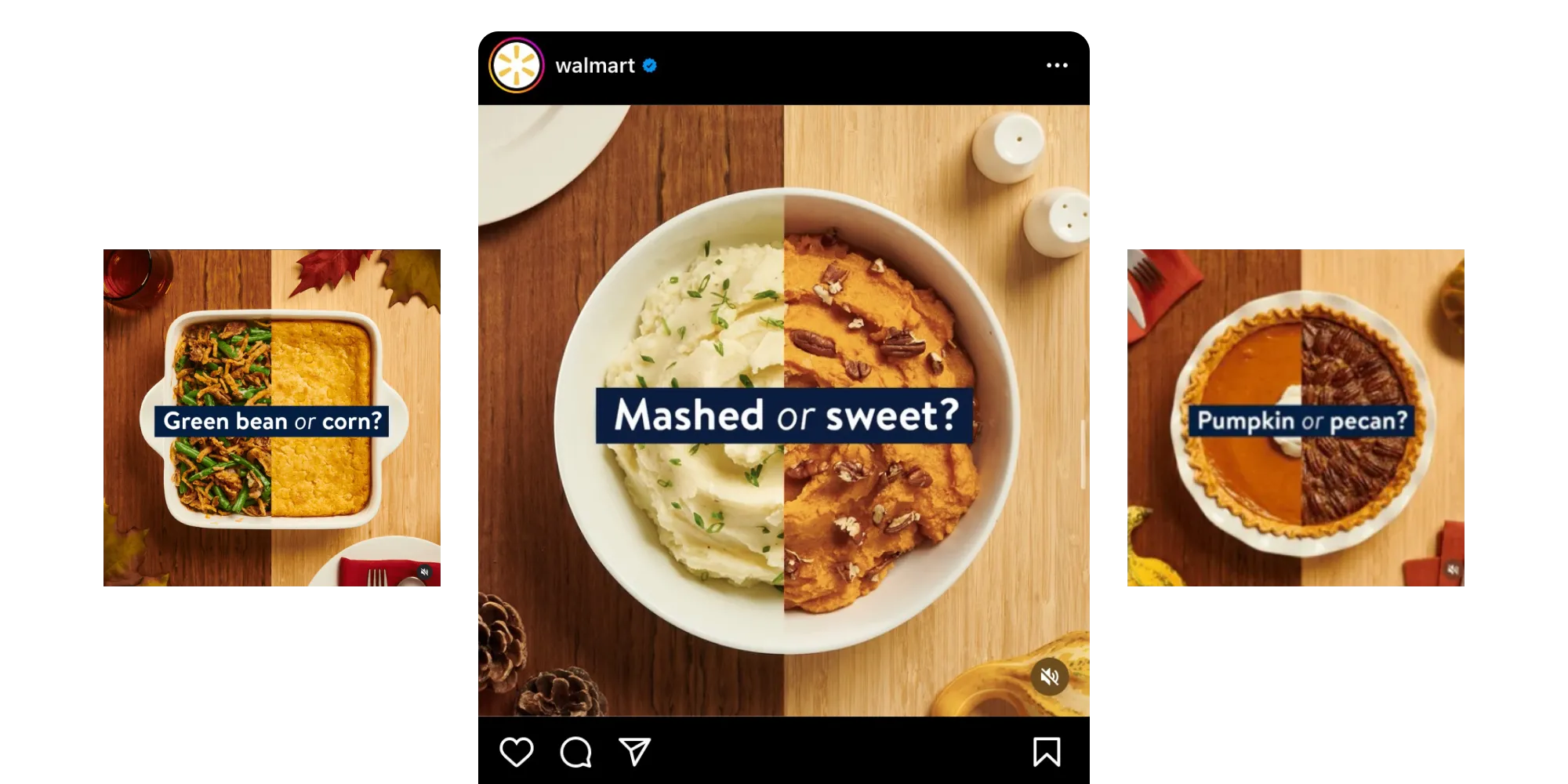 Walmart Thanksgiving social media poll comparing classic holiday dishes