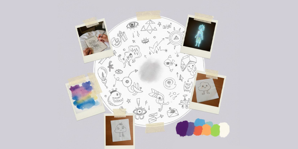 Abstract logo inspiration from hand-drawn sketches, symbols, and imaginative visual concepts