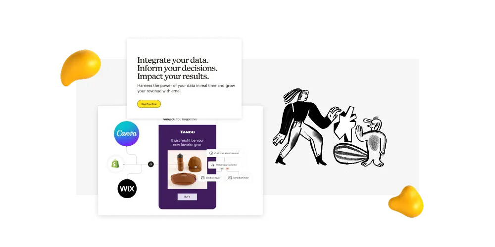 Mailchimp brand design with playful illustration, warm colors, and conversational visual tone