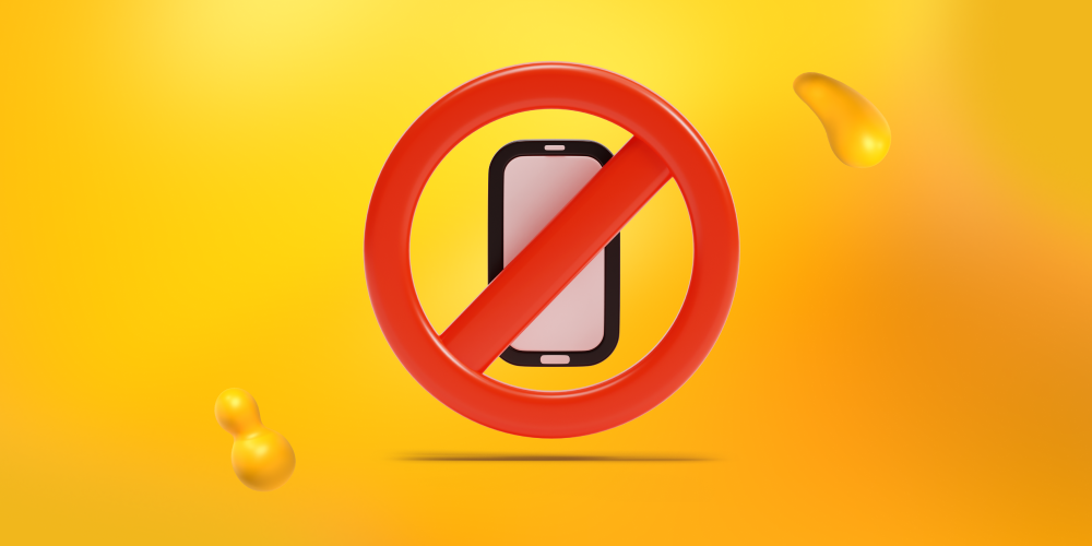 A smartphone inside a red crossout sign. Here are social media mistakes to avoid.