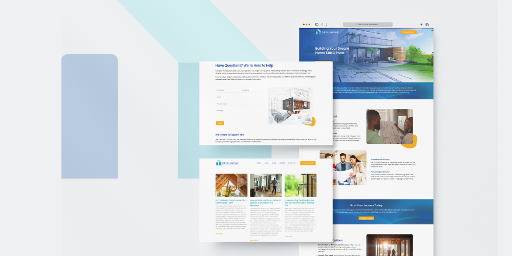 Website design for Dream Home Construction Loan, one of Aaliyah's creative projects.