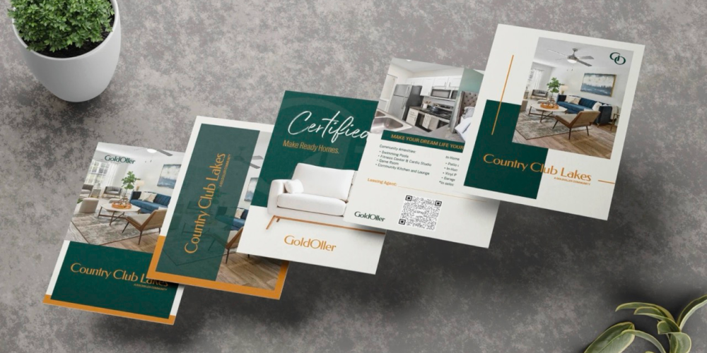 Property information card design for GoldOller, one of Aaliyah's creative projects.