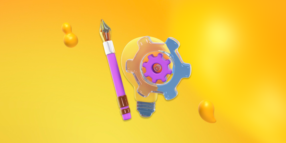 A gear and a fountain pen; how AI is changing creativity.