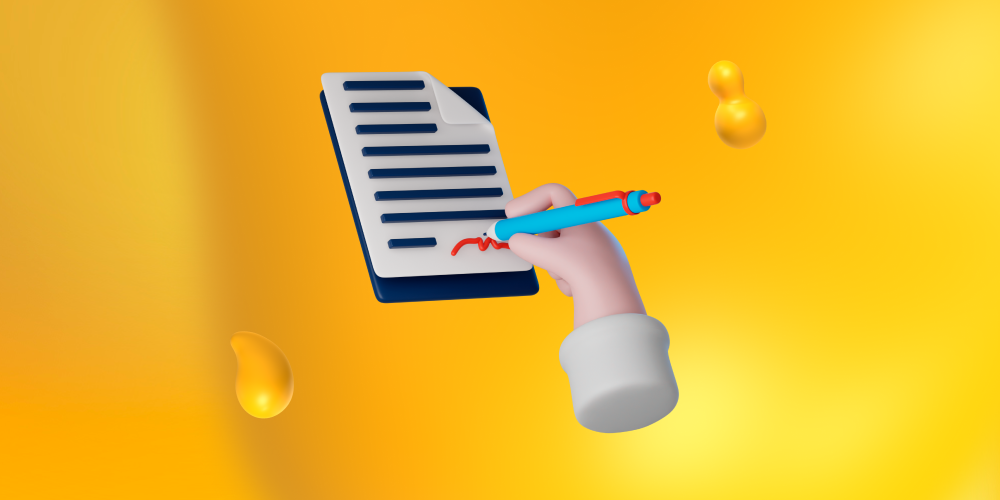 A hand writing on a clipboard. Thought leadership and ghostwritten articles drive ROI for finance brands in 2025.