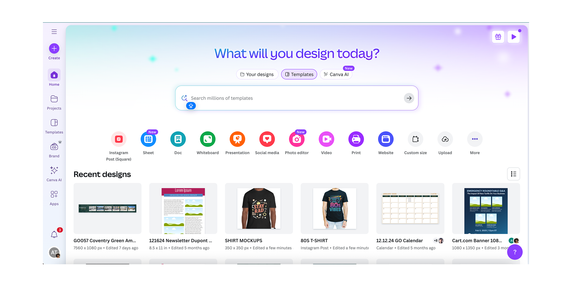 Screenshot of the Canva interface