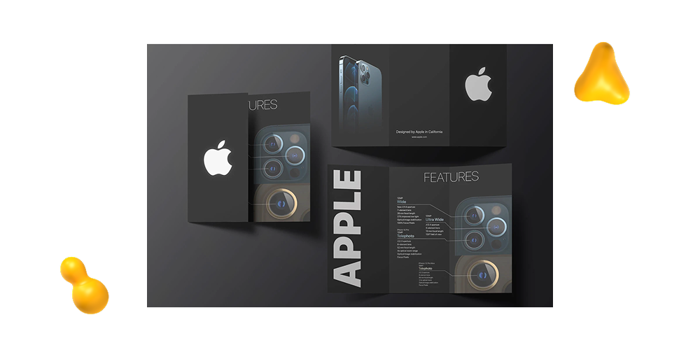 Fold-out product launch brochure from Apple