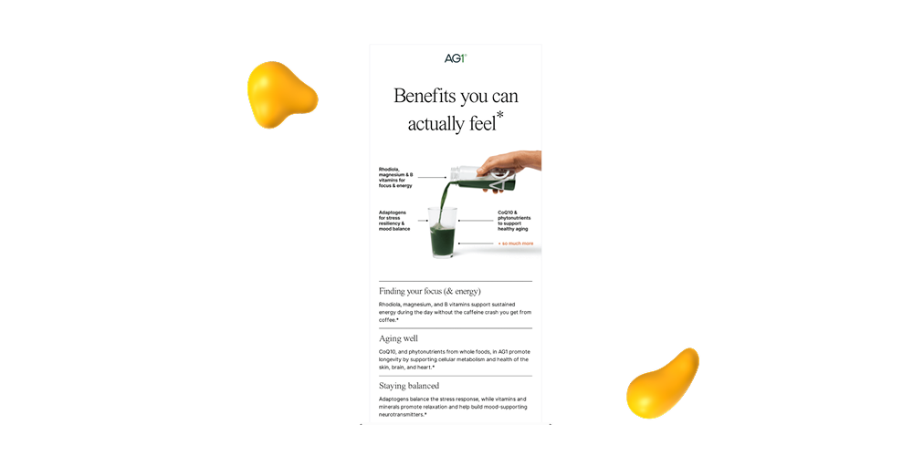 Example of great email design from Athletic Greens