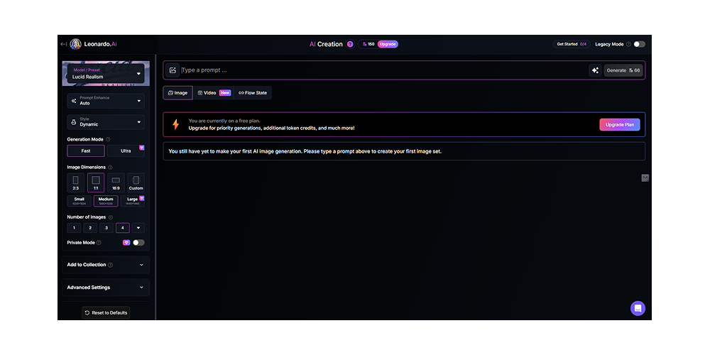 Leonardo AI's interface