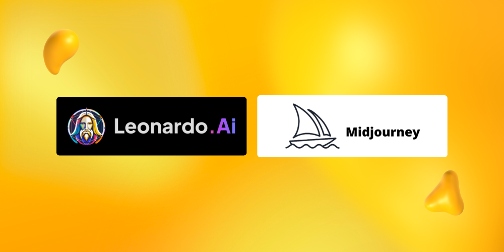 Side by side logo of Leonardo AI and Midjourney