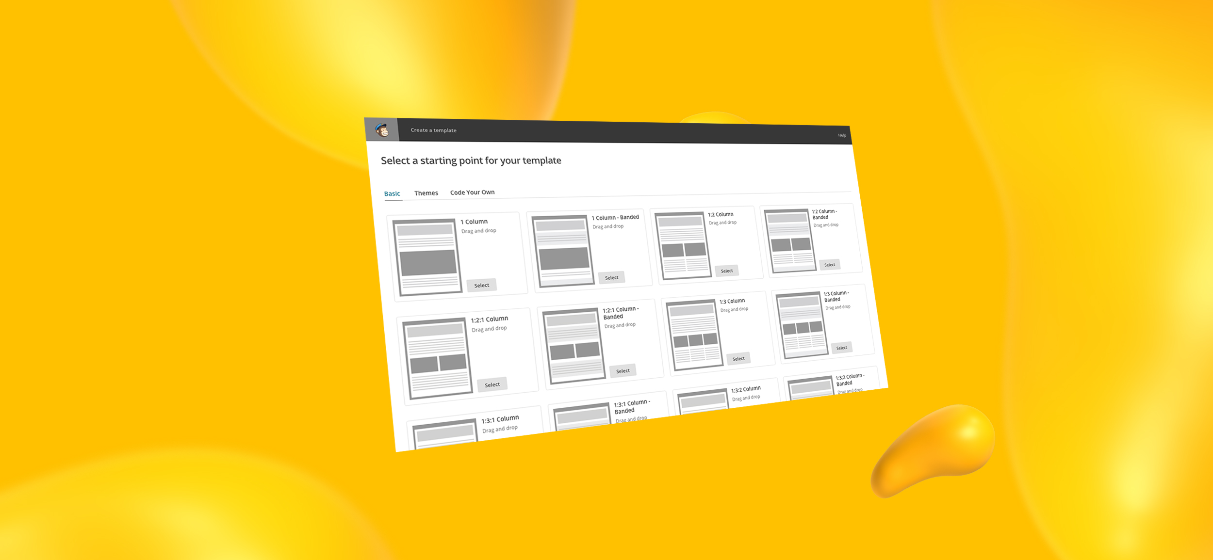 Screenshot of Mailchimp's template design options.