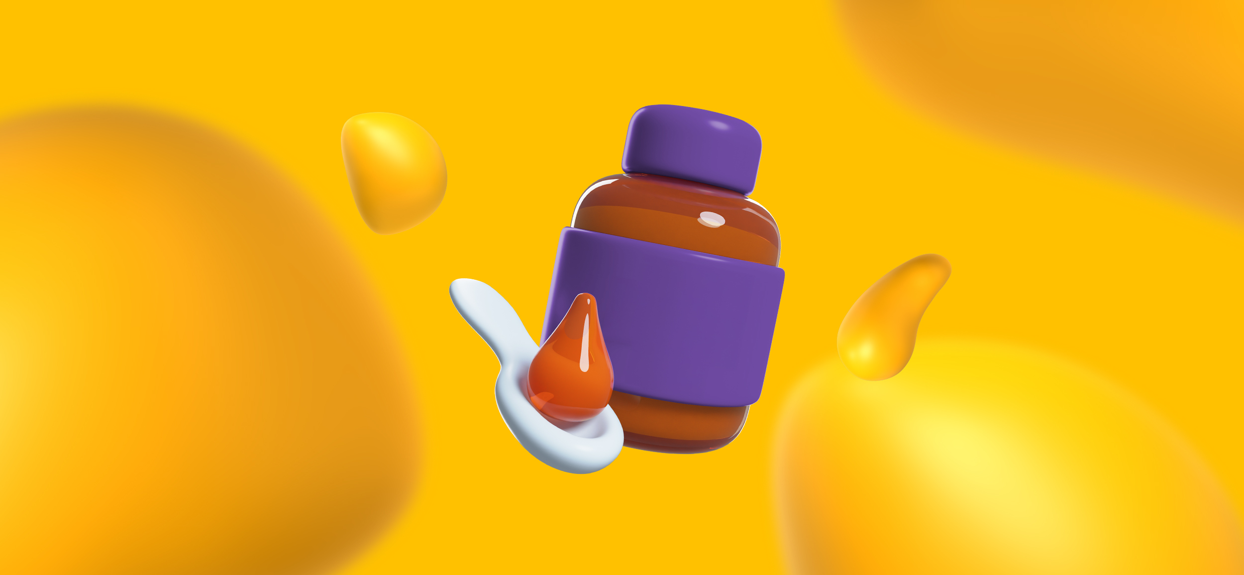 A bottle of medicine and a spoon for "brand health," an important aspect of a brand audit.