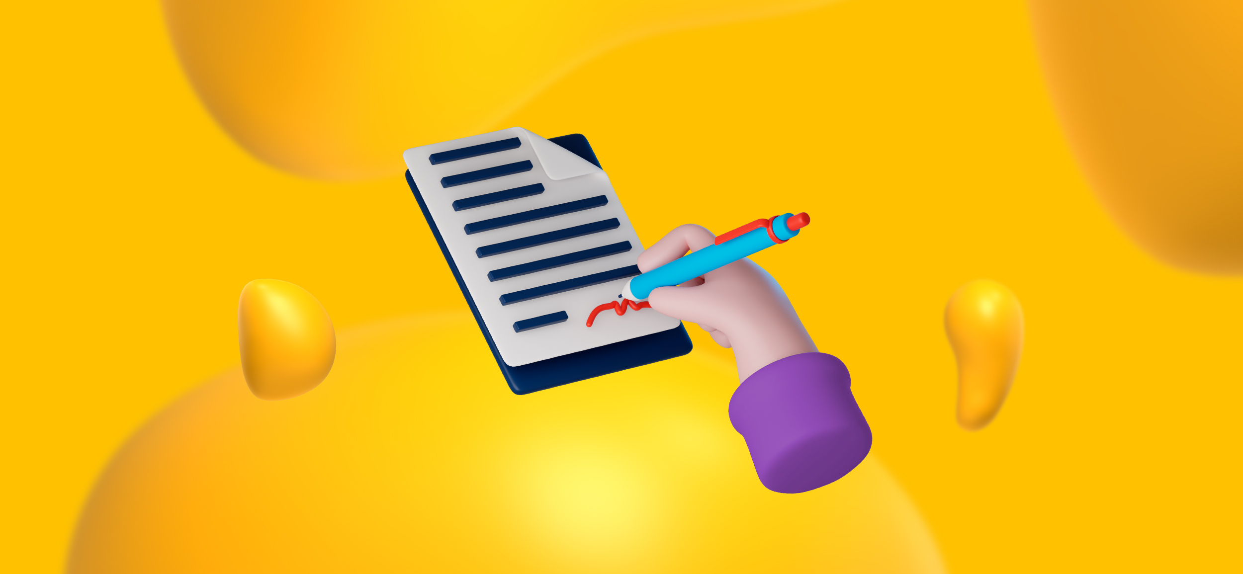 A hand using a pen to write on a clipboard. A copywriting agency provides you with expert copywriters.
