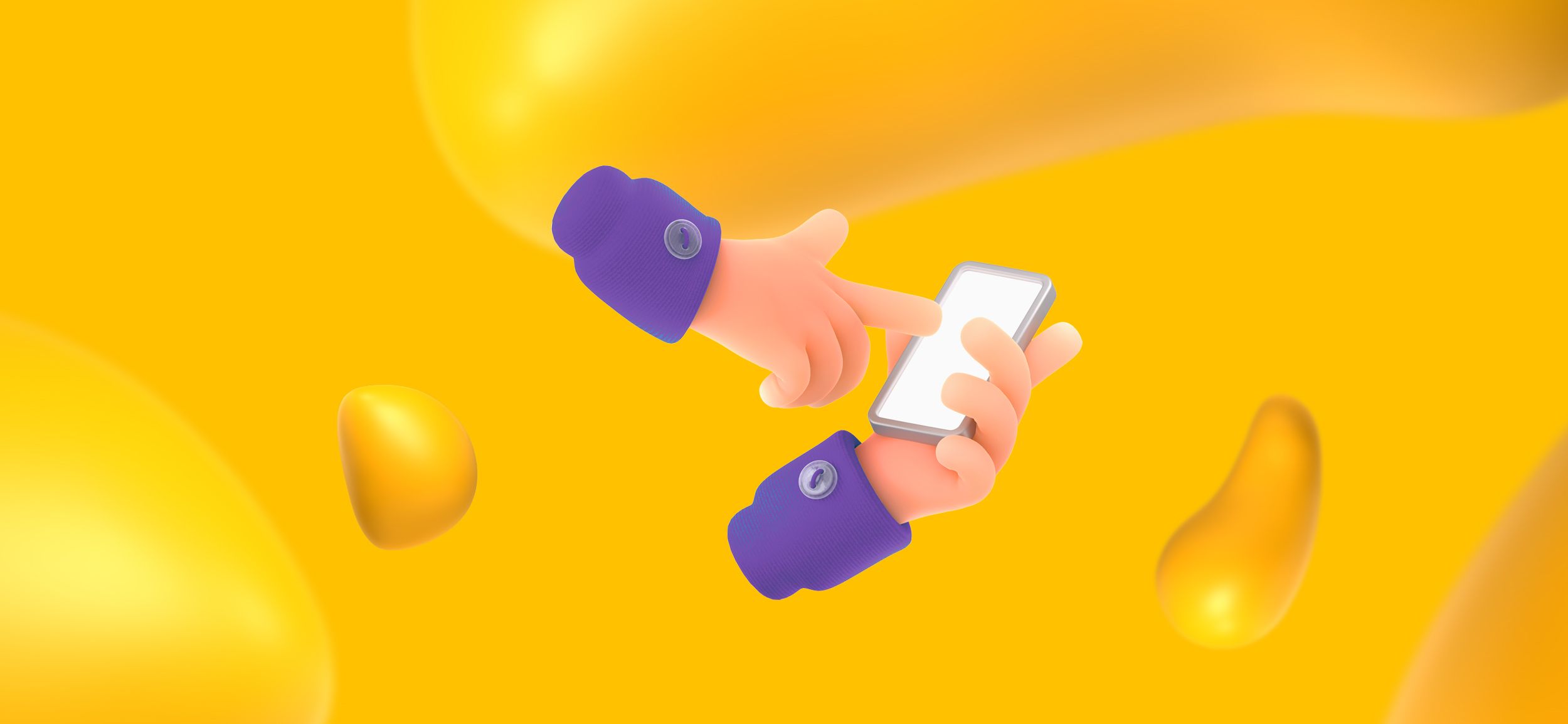 A pair of hands swiping on a smartphone for "immersive mictrointeractions," one of Designity's predictions for mobile app design in 2025.