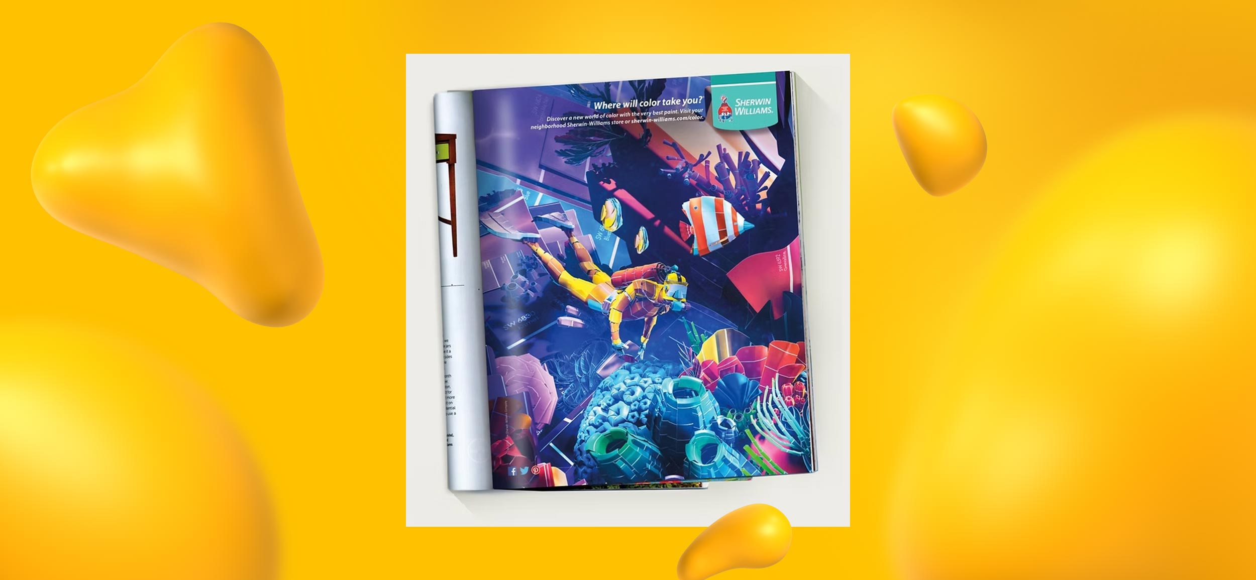 Magazine layout design for Sherwin-Williams, one of J.D.'s creative projects.