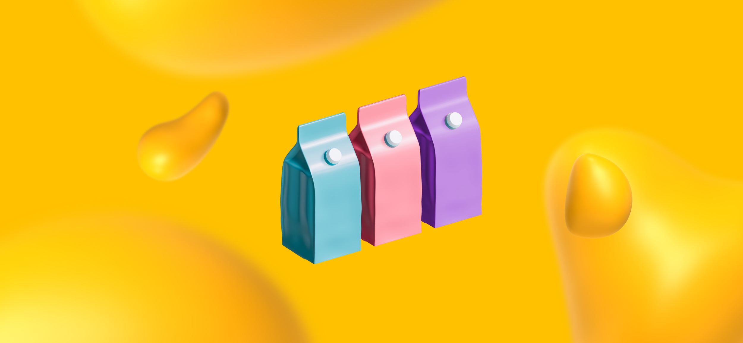 Three different colored cartons, for packaging design, an essential branding service.