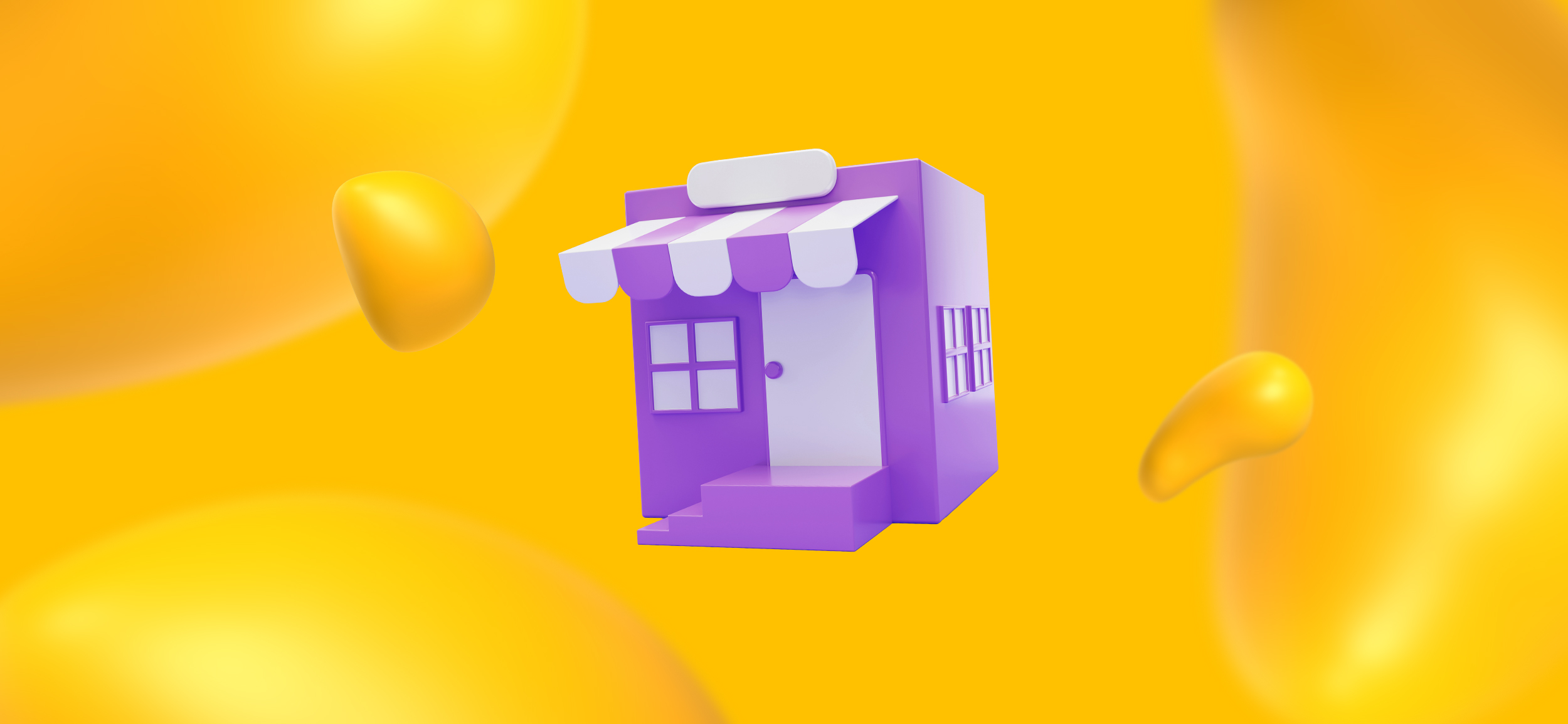 A retail store with a purple awning. In-store marketing is an important part of your retail marketing strategy.