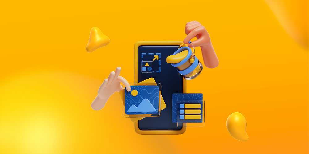 More graphic design elements on a smartphone screen. How to choose the right design solution for your business.