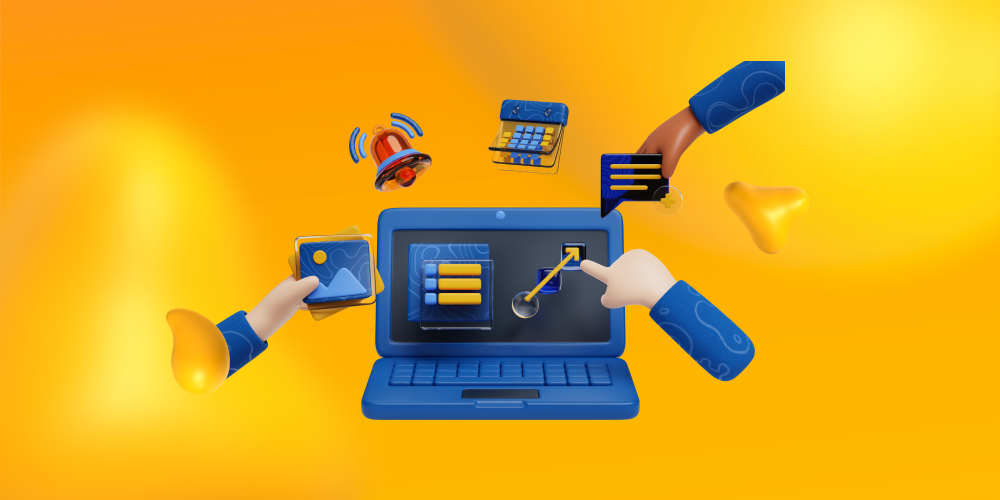 A laptop screen displaying elements of web design, like photos, notifications, and web design tools. How do you choose a web design company?