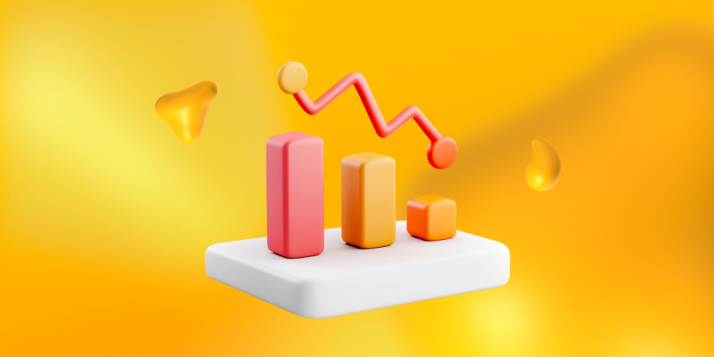 A bar graph trending downward. Content not generating leads is a sign it's time to hire content writing services.