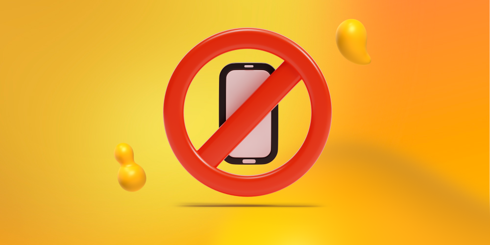 A smartphone inside a "no symbol." Content not getting shares or engagement is a sign it's time to hire content writing services.