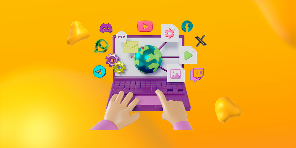 A laptop showing a variety of different elements of social and marketing on its screen. Needing industry-specific content that requires expertise is a sign it's time to hire content writing services.