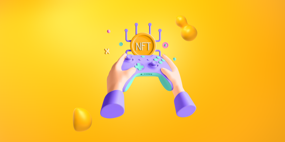 A pair of hands holding a video controller and an NFT coin. Limited edition NFTs drops are a great way to build exclusivity.