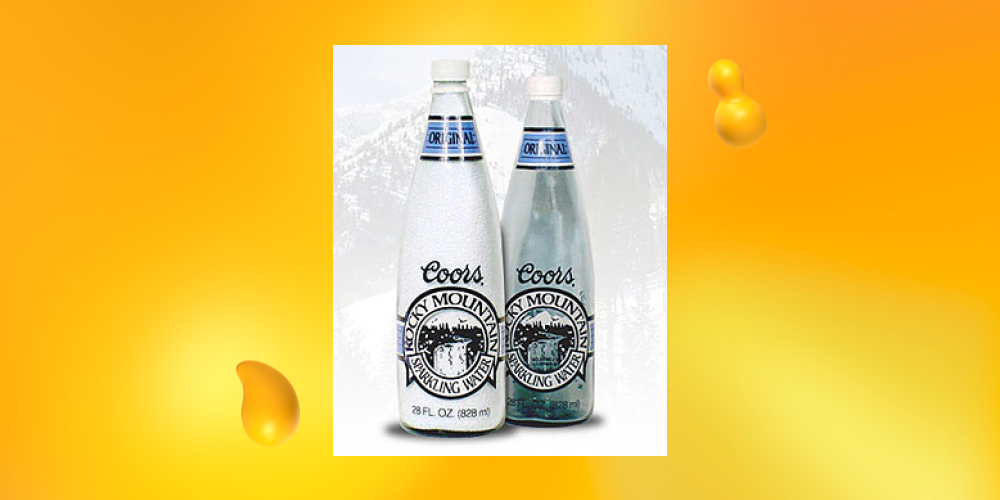Two bottles of Coors Rocky Mountain Sparkling Water, one of Designity's picks for 13 worst marketing disasters in history.