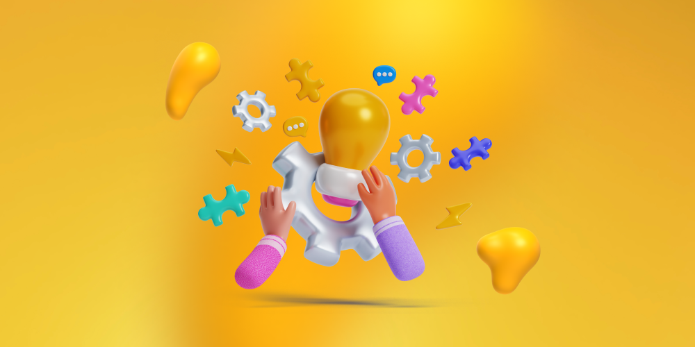 Elements of automation, including gears and lightning bolts. The following are automation and optimization tools to help streamline your digital ads.