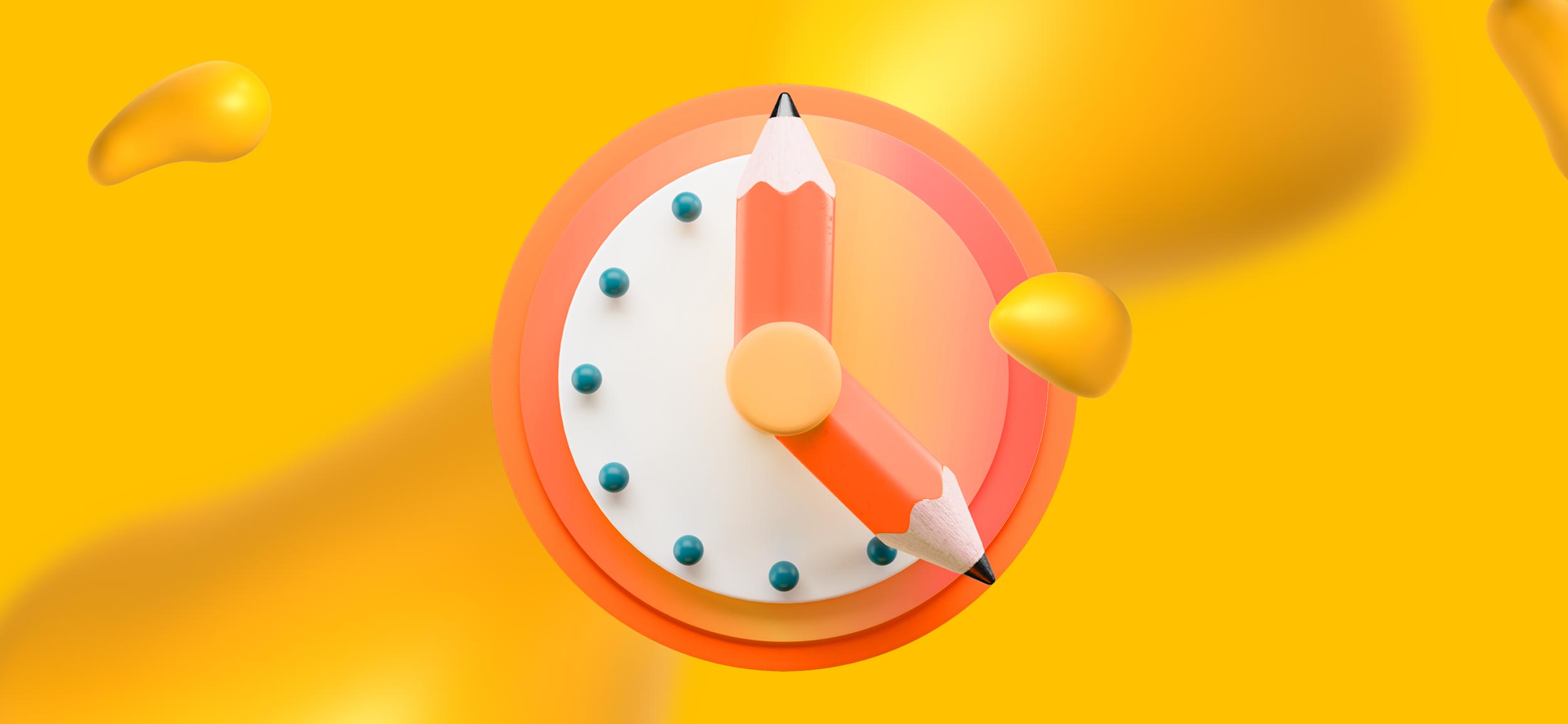 A clock with pencils for hands, for prioritizing tasks to manage time, a tip for graphic designers.