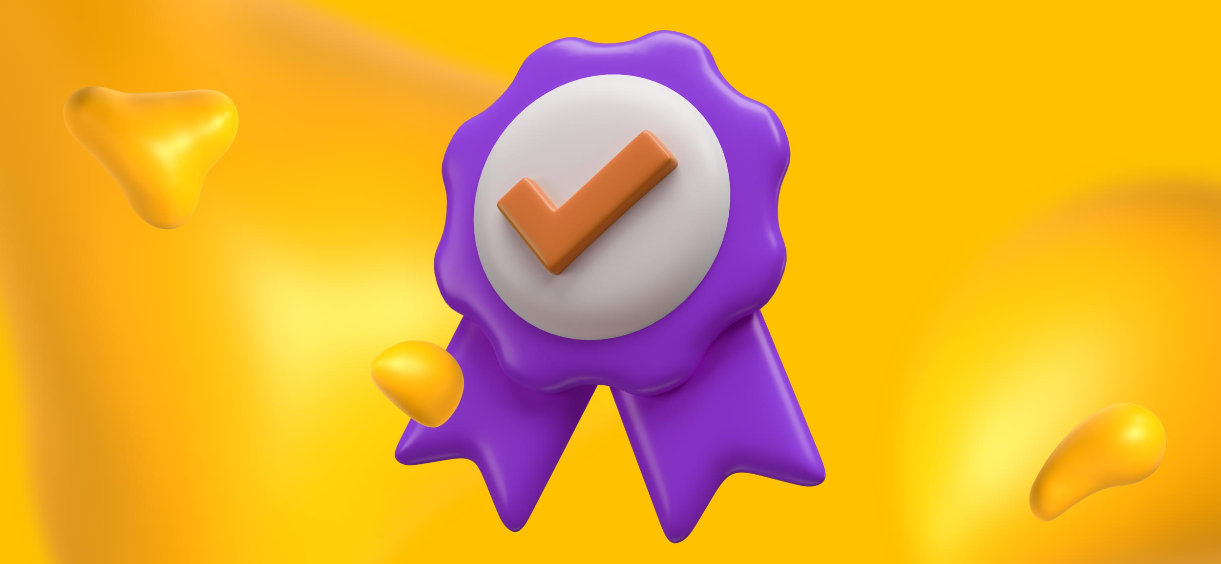 A purple ribbon for focusing on high-quality production.