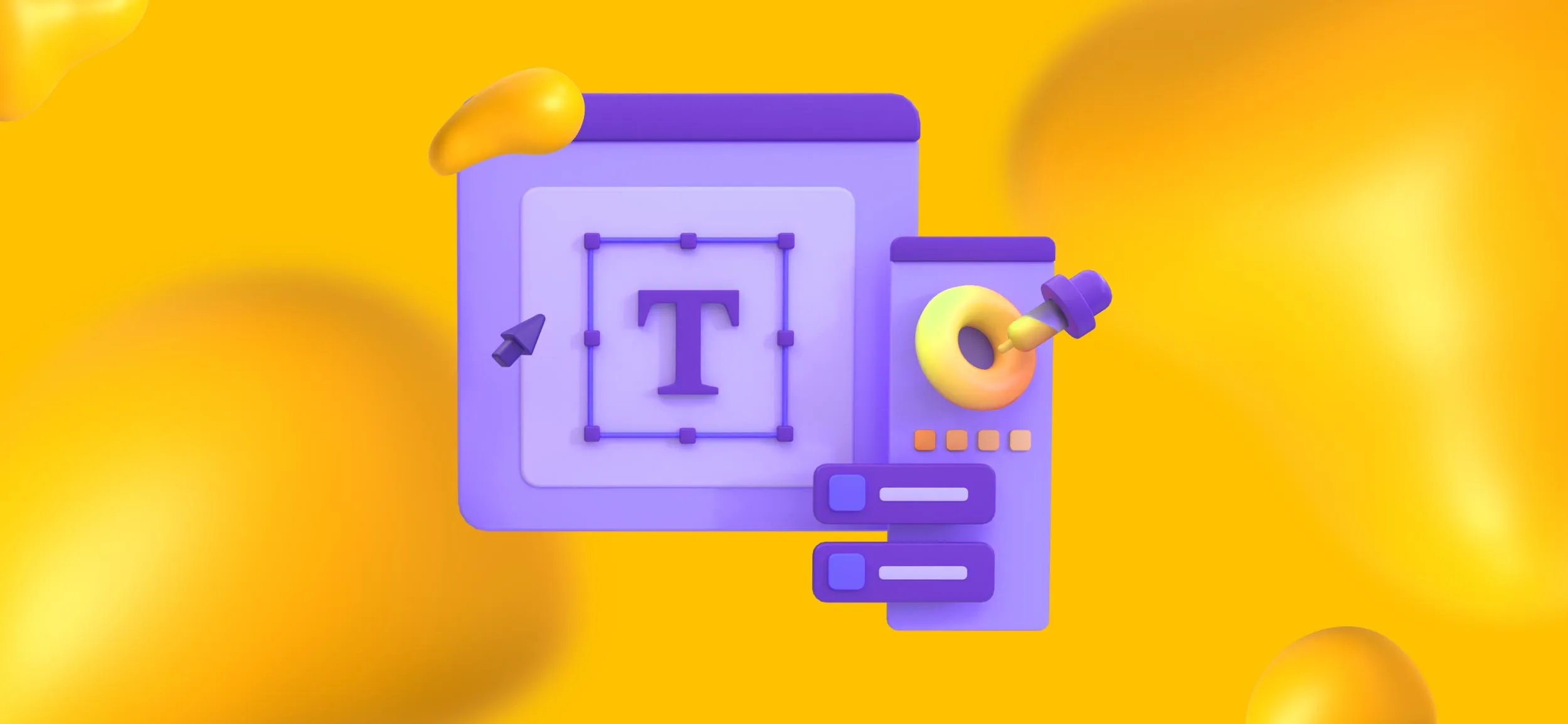 Font tools, like a text box and a color dropper, for typography, a creative web design tip.