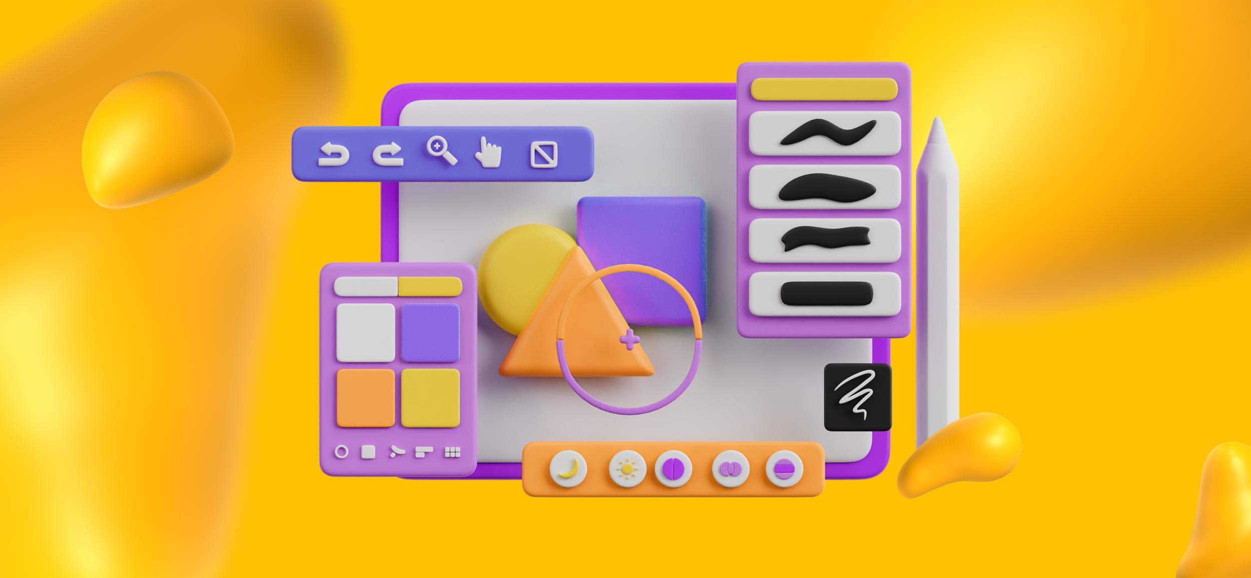 Elements of graphic design software on a computer monitor, for "keep creative control," a tip for using Stable Diffusion Generative Fill.