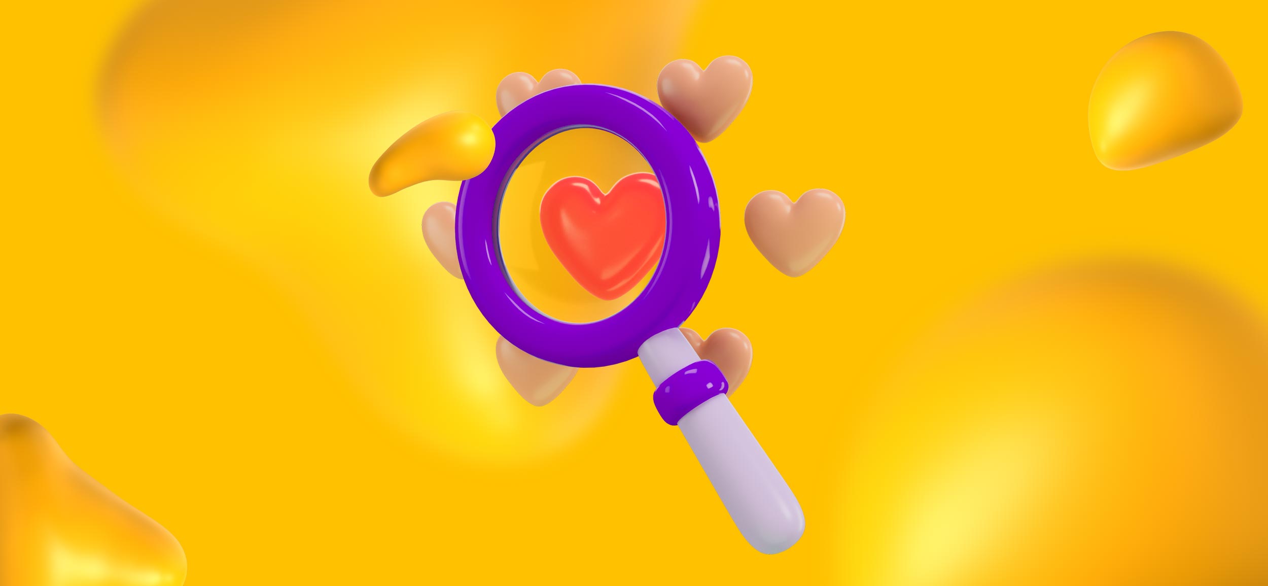 AA magnifying glass focusing on a heart, for attention to detail, a must-have skill for a motion graphics designer.