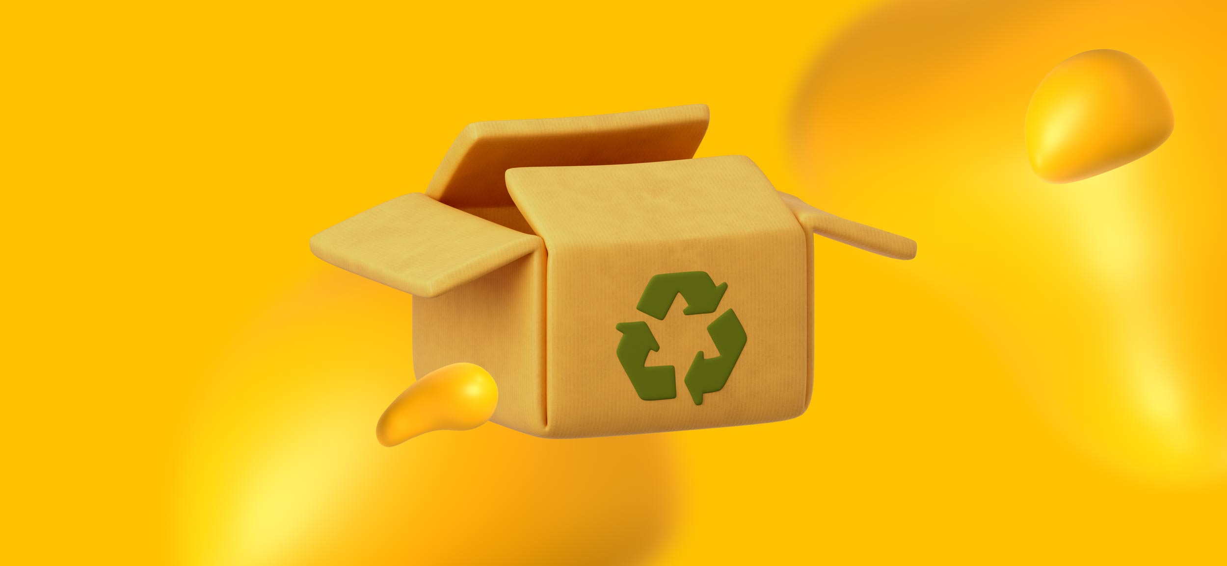 A cardboard box with a recycle symbol on it, for "use sustainable packaging," a tip for creating innovative food packaging design.