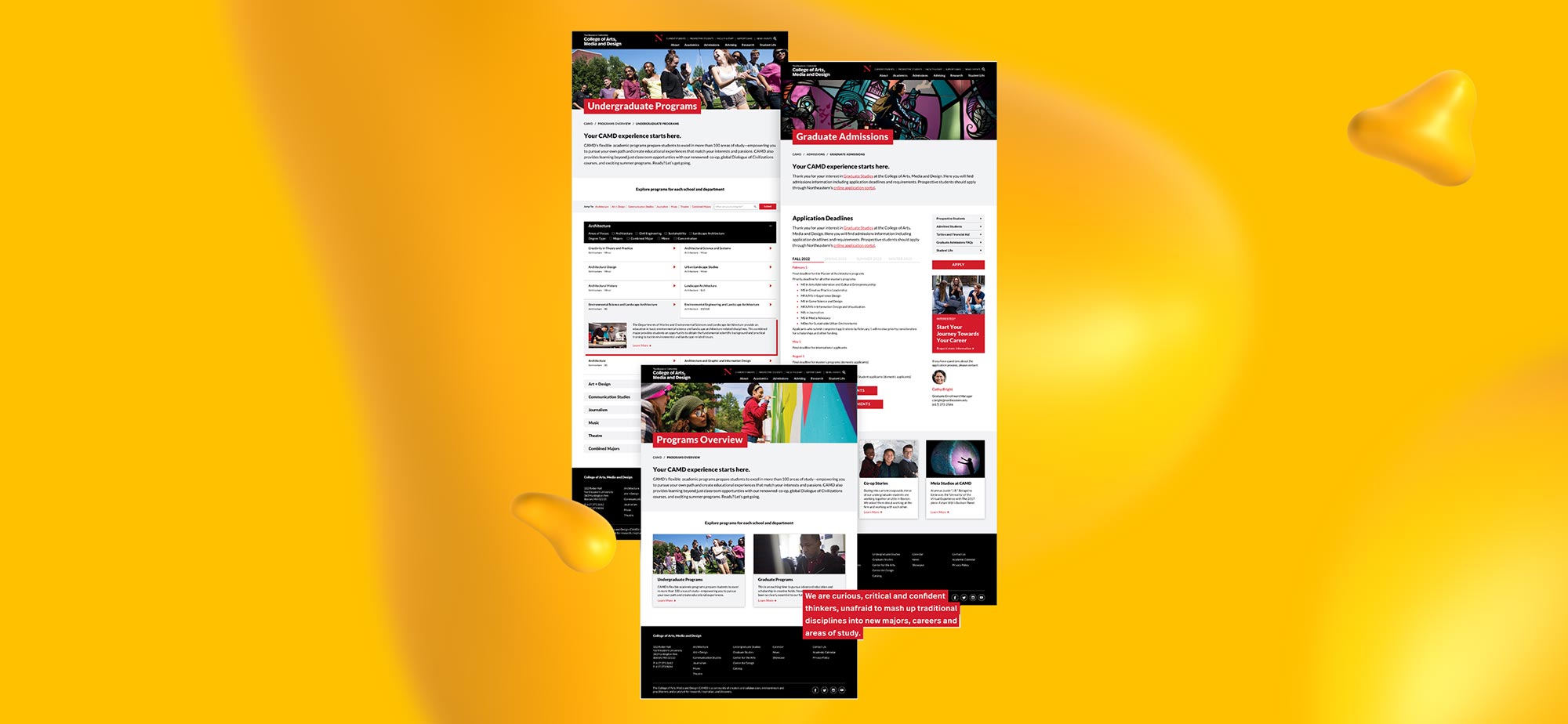 Web design for Northeastern University's College of Art, Media, and Design, an example of Mike C's work.