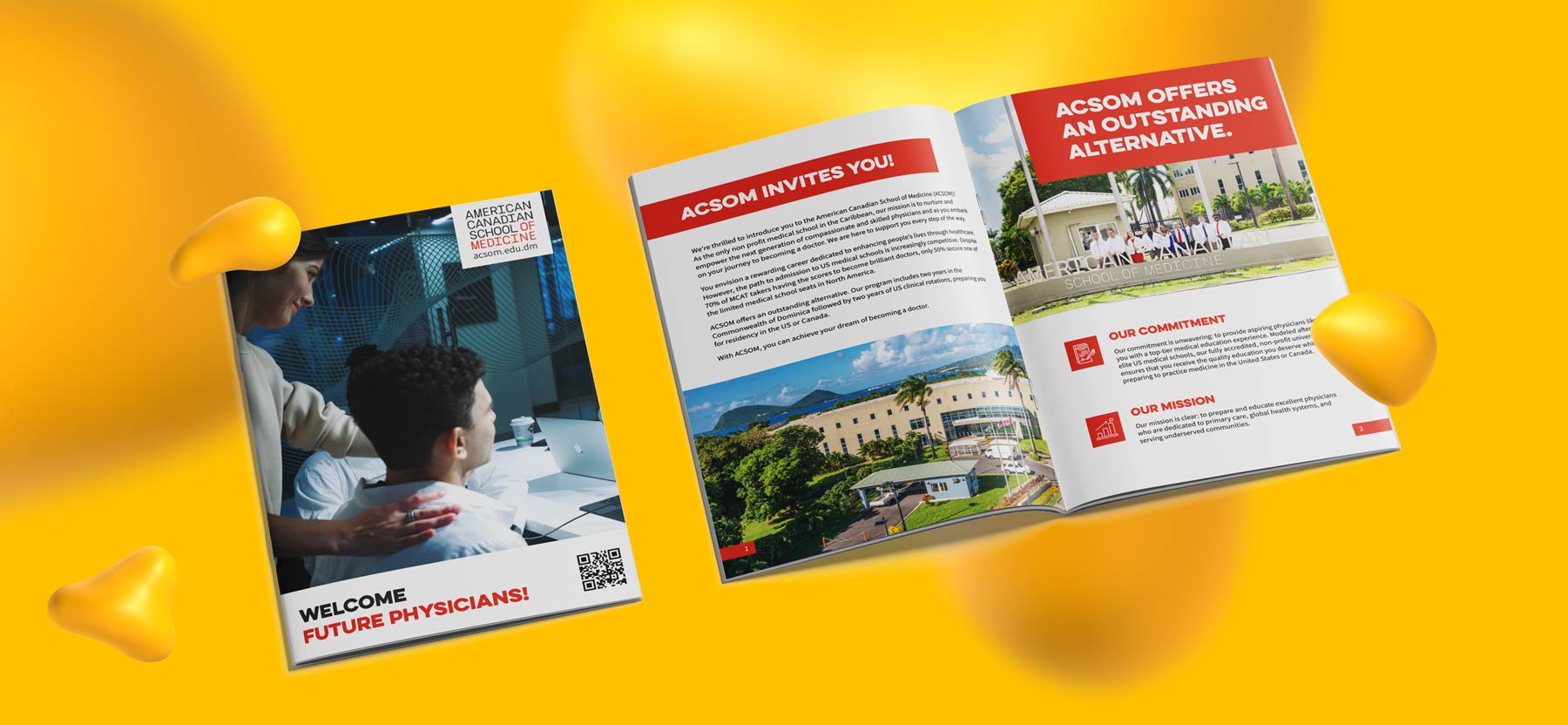 Brochure design for American Candian School of Medicine, one of Brian P's creative projects.