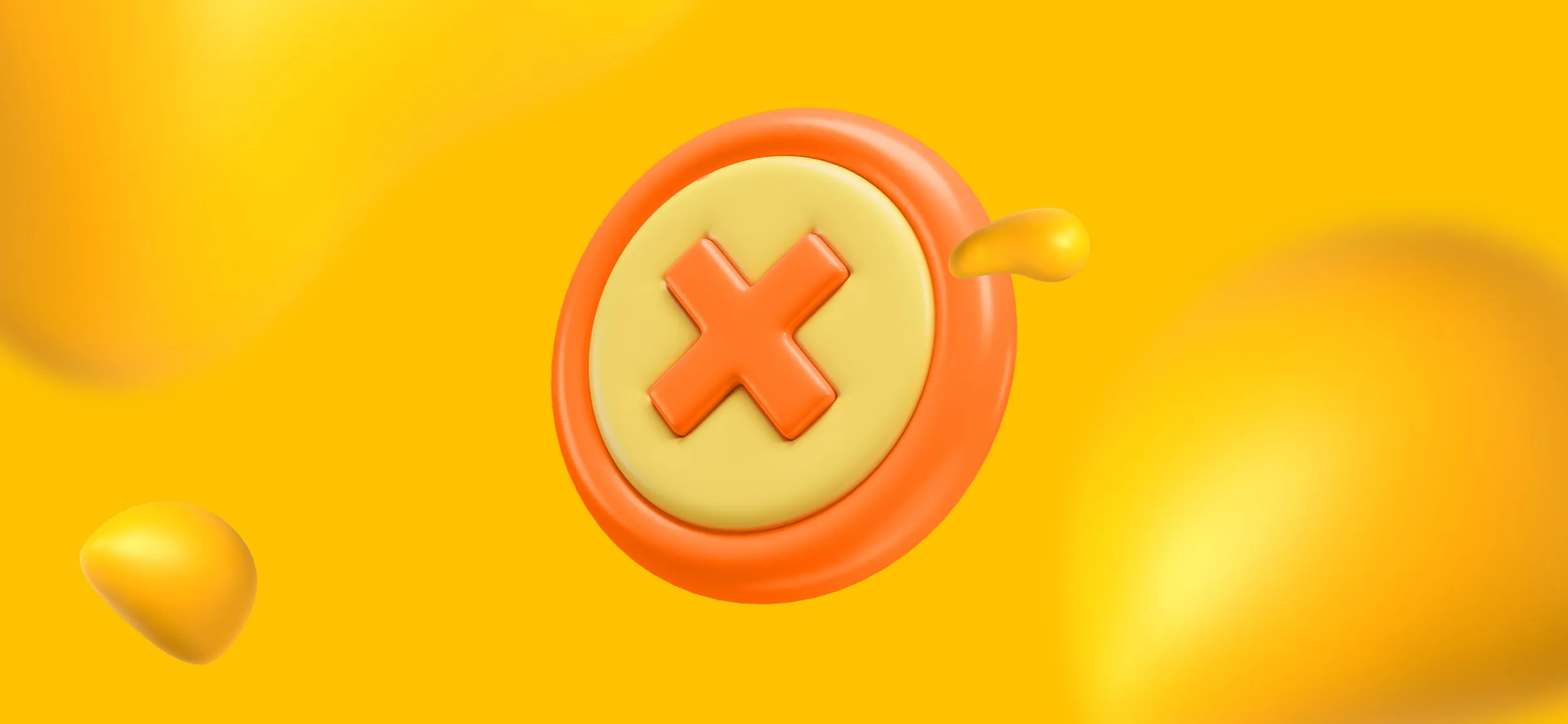 A yellow button with a red X, for UI/UX mistakes that marketers should avoid.
