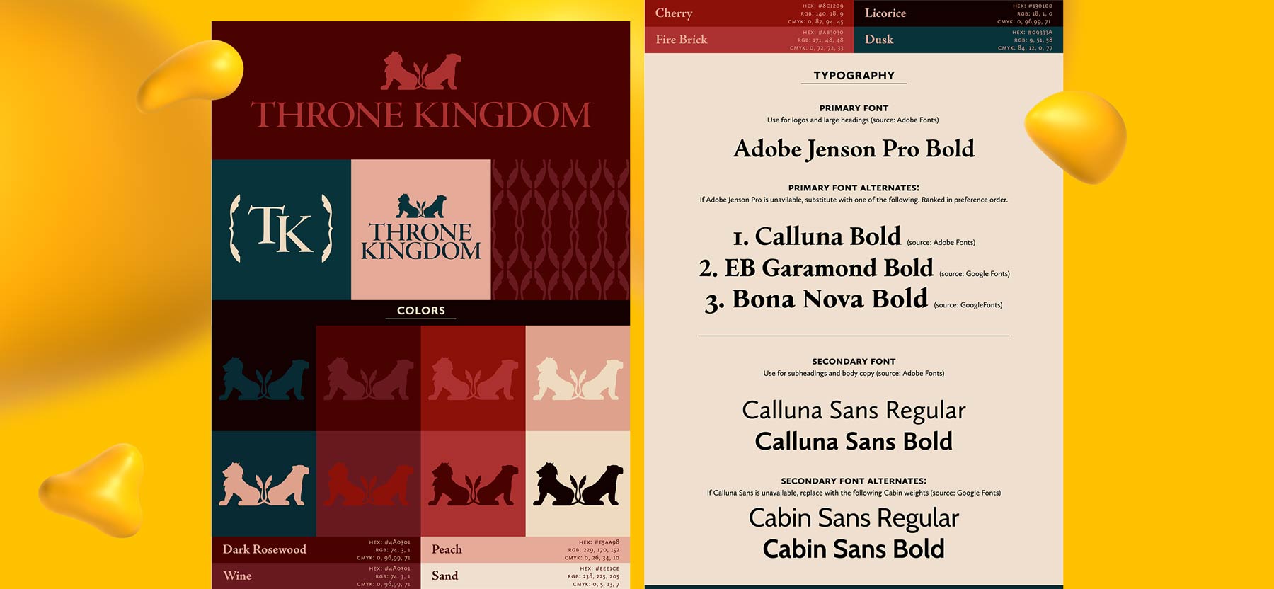 Brand design for Throne Kingdom, one of Joseph C's creative projects.