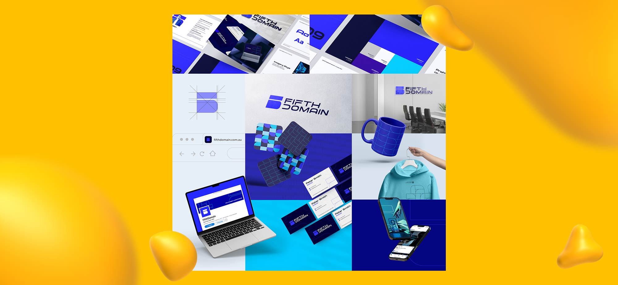 Visual rebranding for Fifth Domain, one of Kensie E's creative projects.