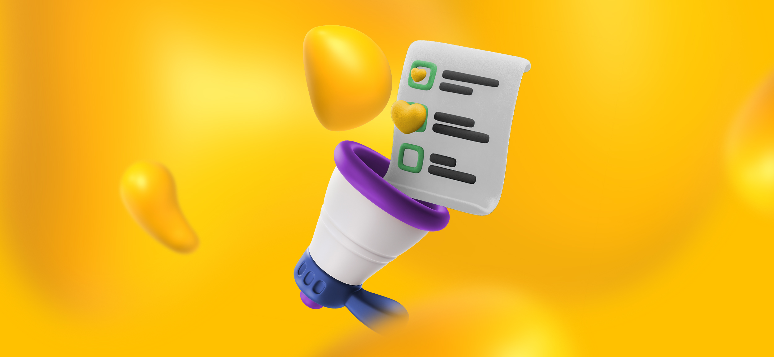 A megaphone with a checklist coming out of it, for content marketing, a way to improve eCommerce SEO.