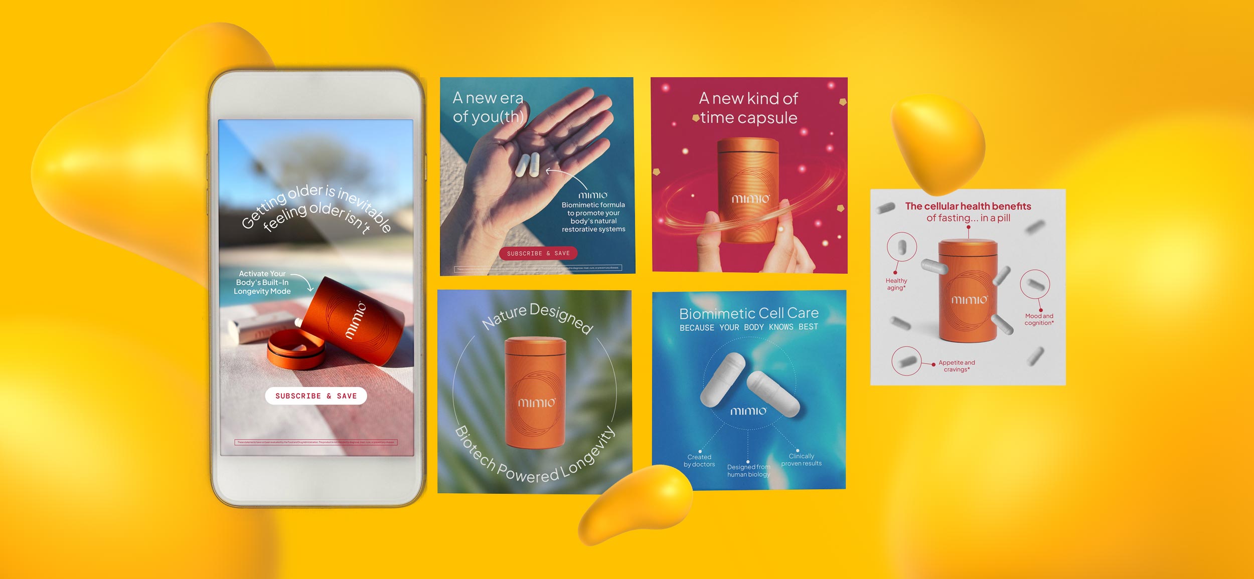 Digital ads for Mimio Health, one of Nicolle's creative projects.