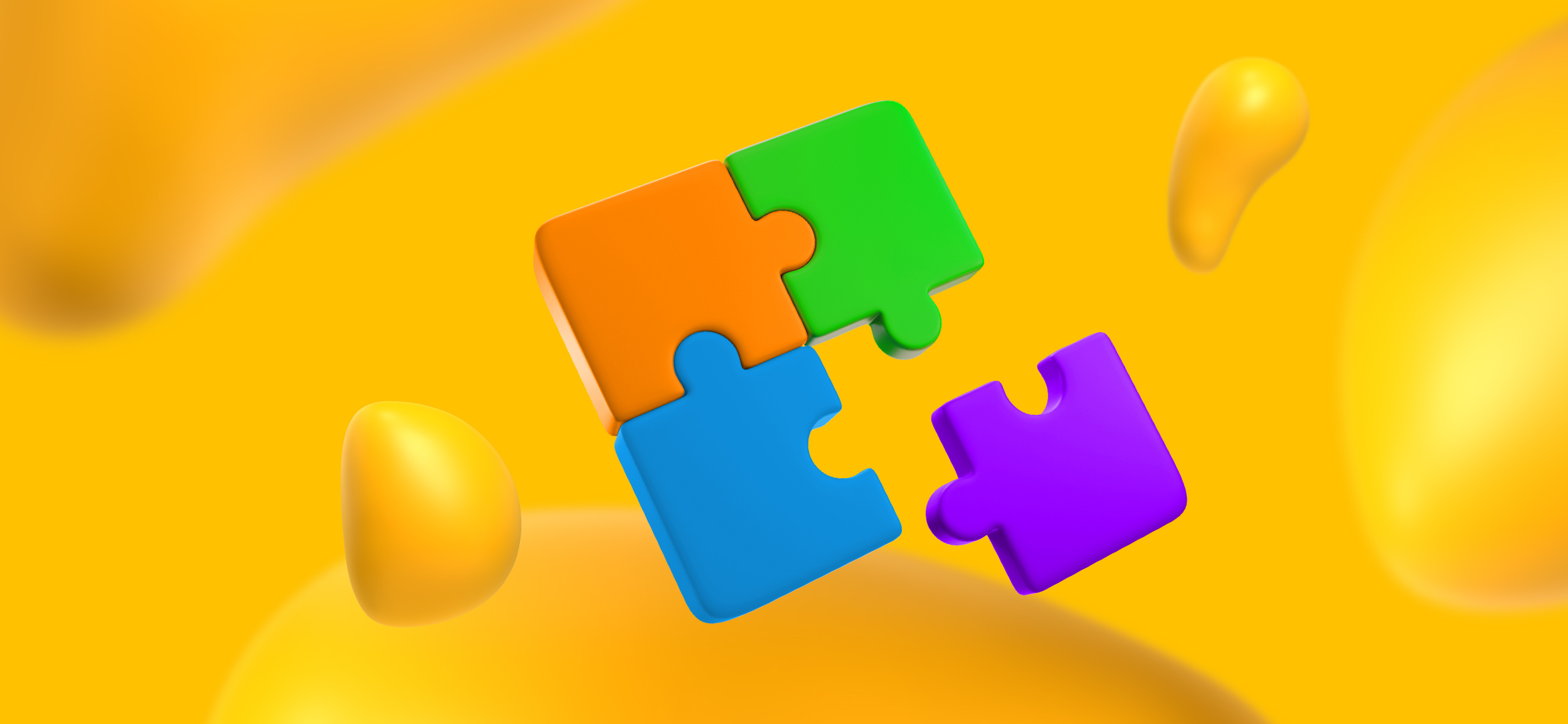 Three connected pieces of a jigsaw puzzle, with the 4th about to connect and complete. Positioning your brand as the solution is the last piece of the puzzle.