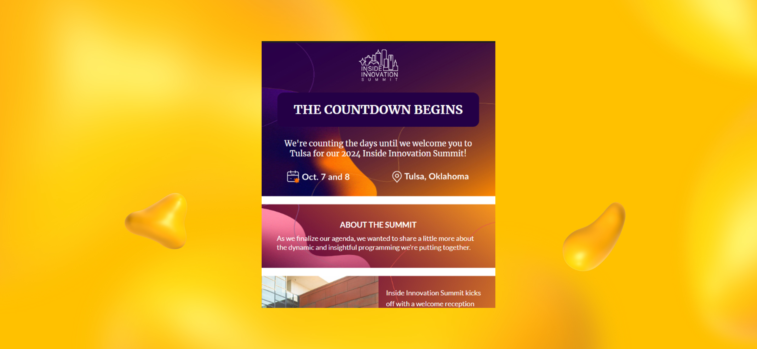 Email design for Tulsa Innovation Labs, one of Heather S' creative projects.