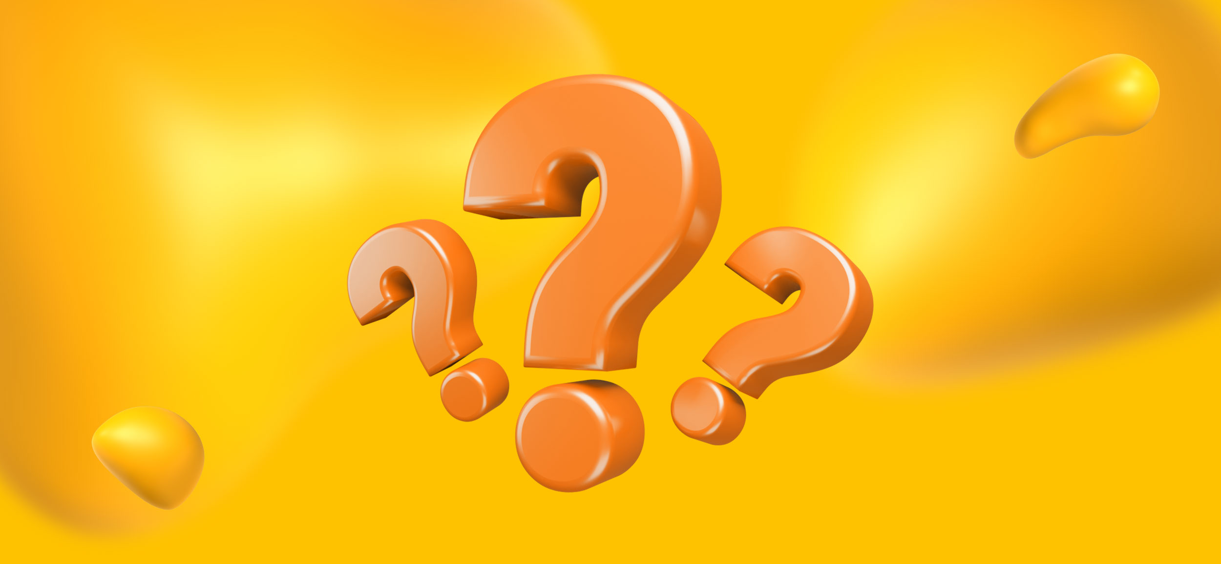 Three orange question marks.