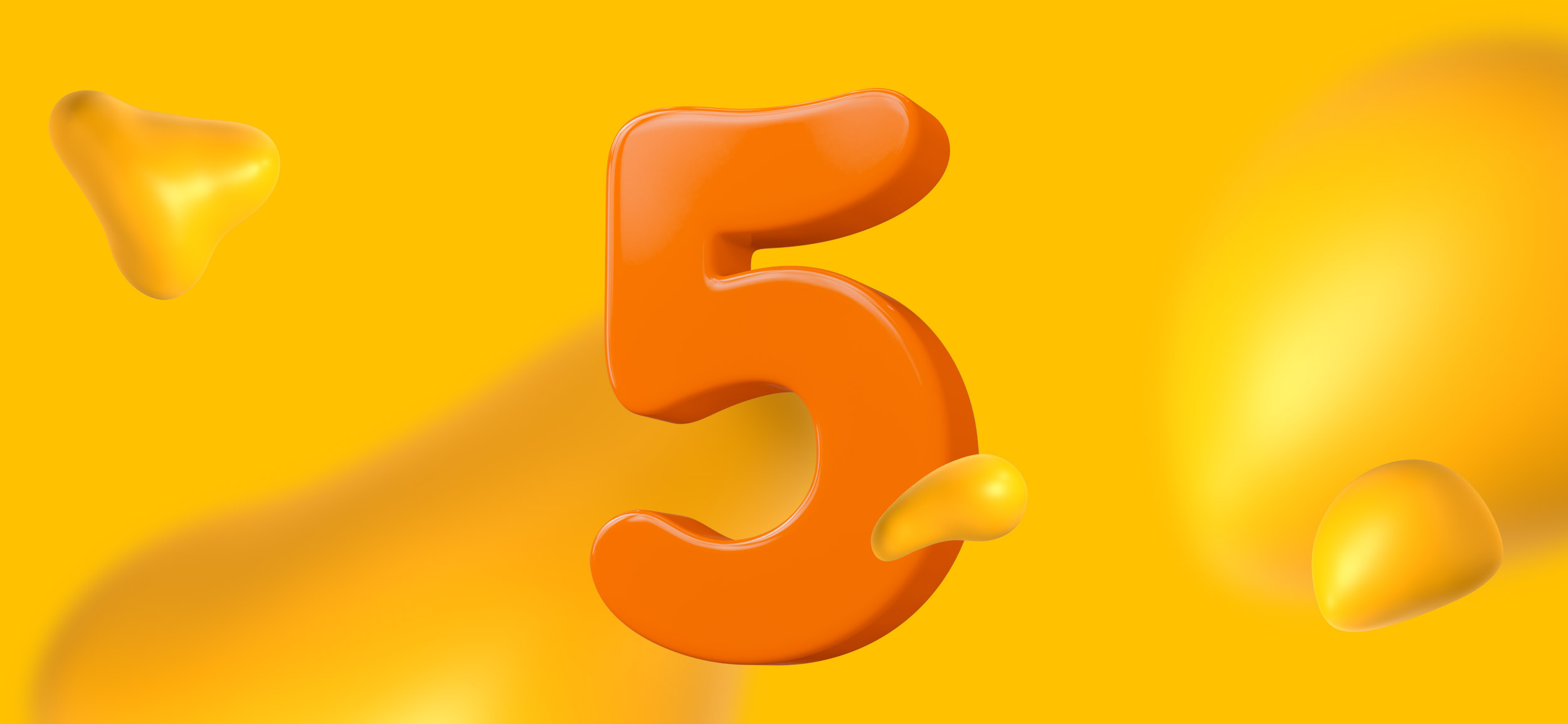 A big orange number 5, for the 5 stages of new product development.