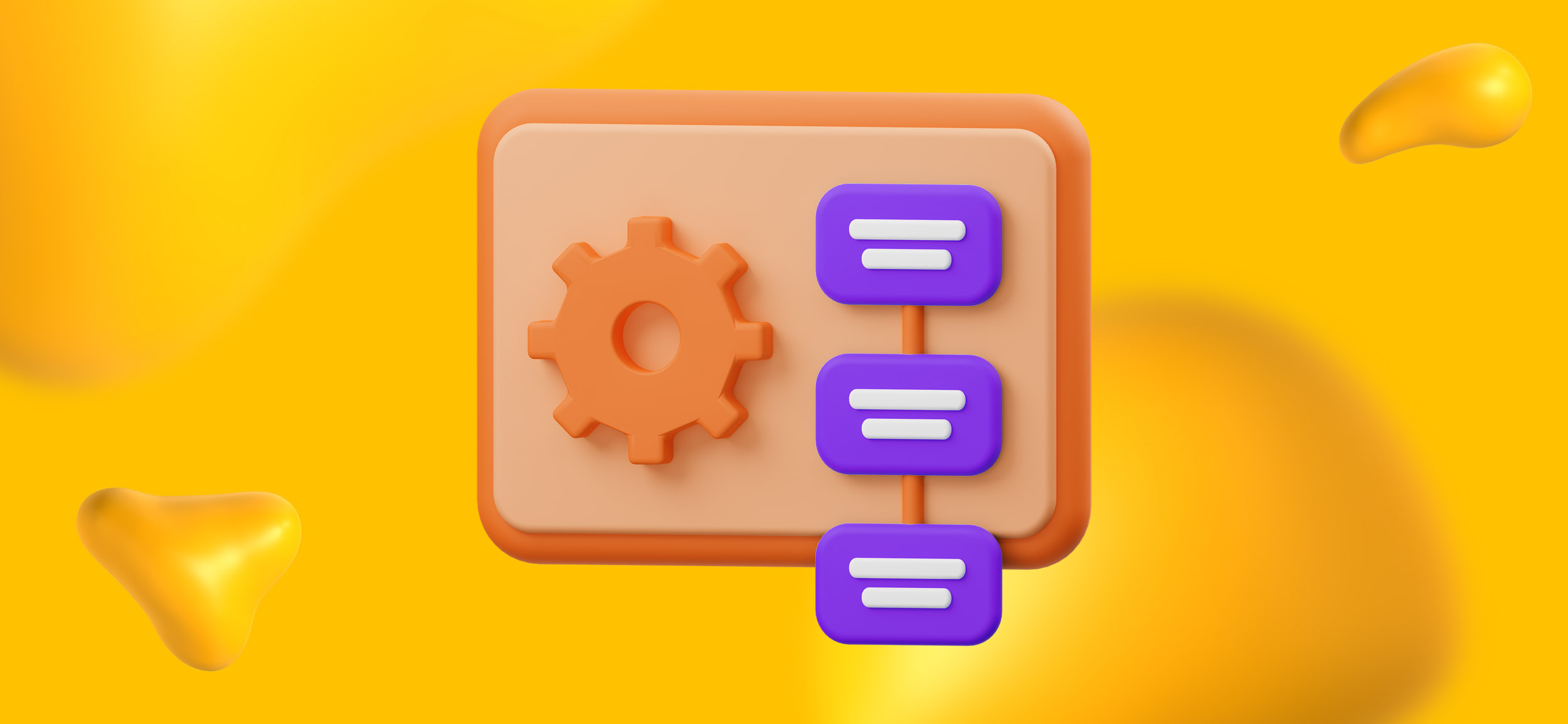 A gear wheel with a string of caption boxes next to it, for prototype creation strategies.