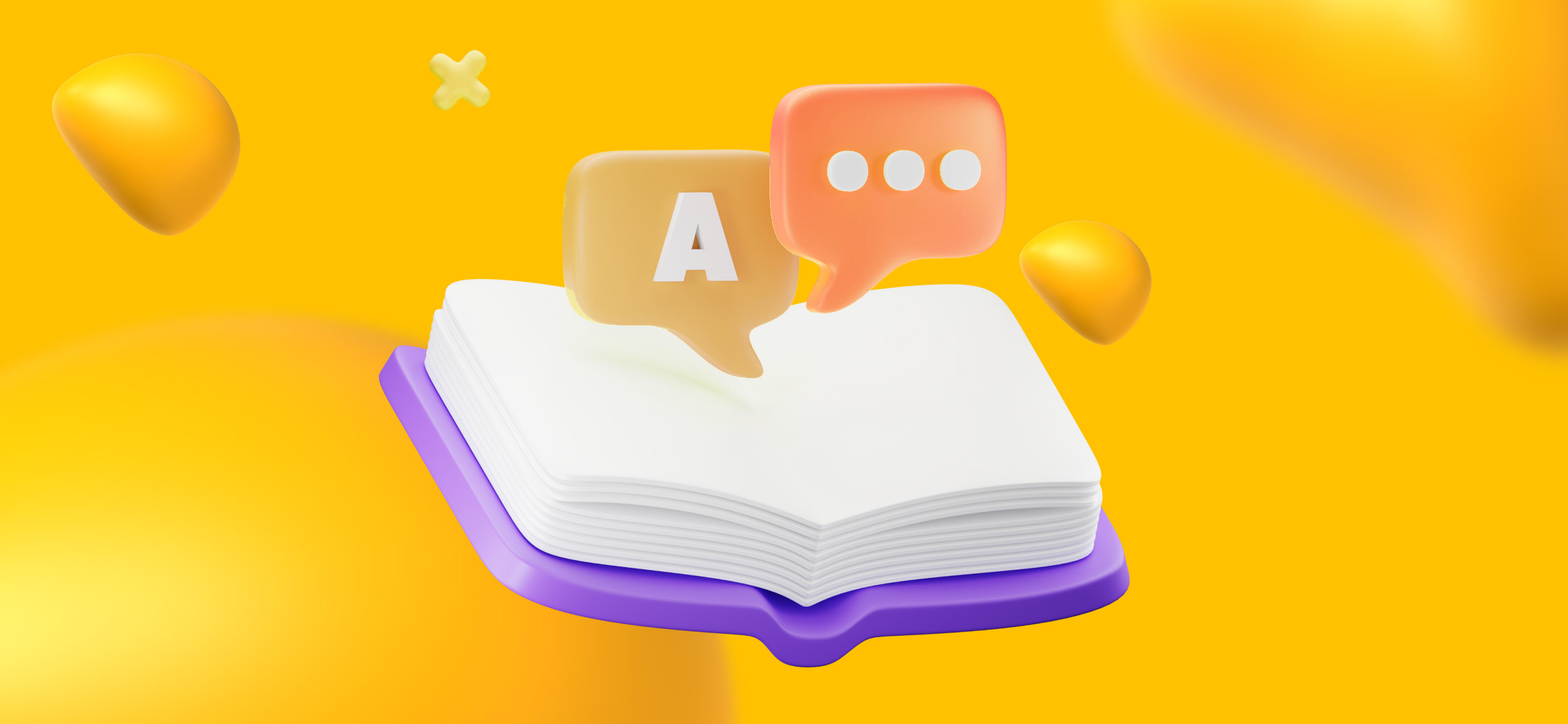 An open book with caption bubbles for visual storytelling.